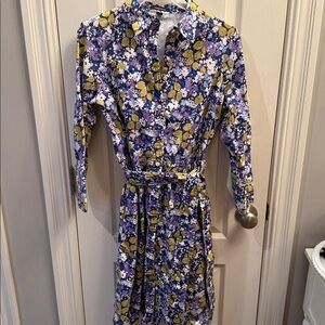 Land’s End blue floral shirt dress size 8